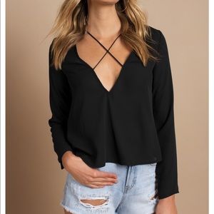 Tobi black low cut long sleeve shirt